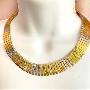 Mixed Metals Gold & Silver Tones Choker Style Necklace